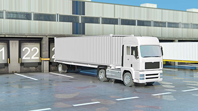 container truck at warehouse